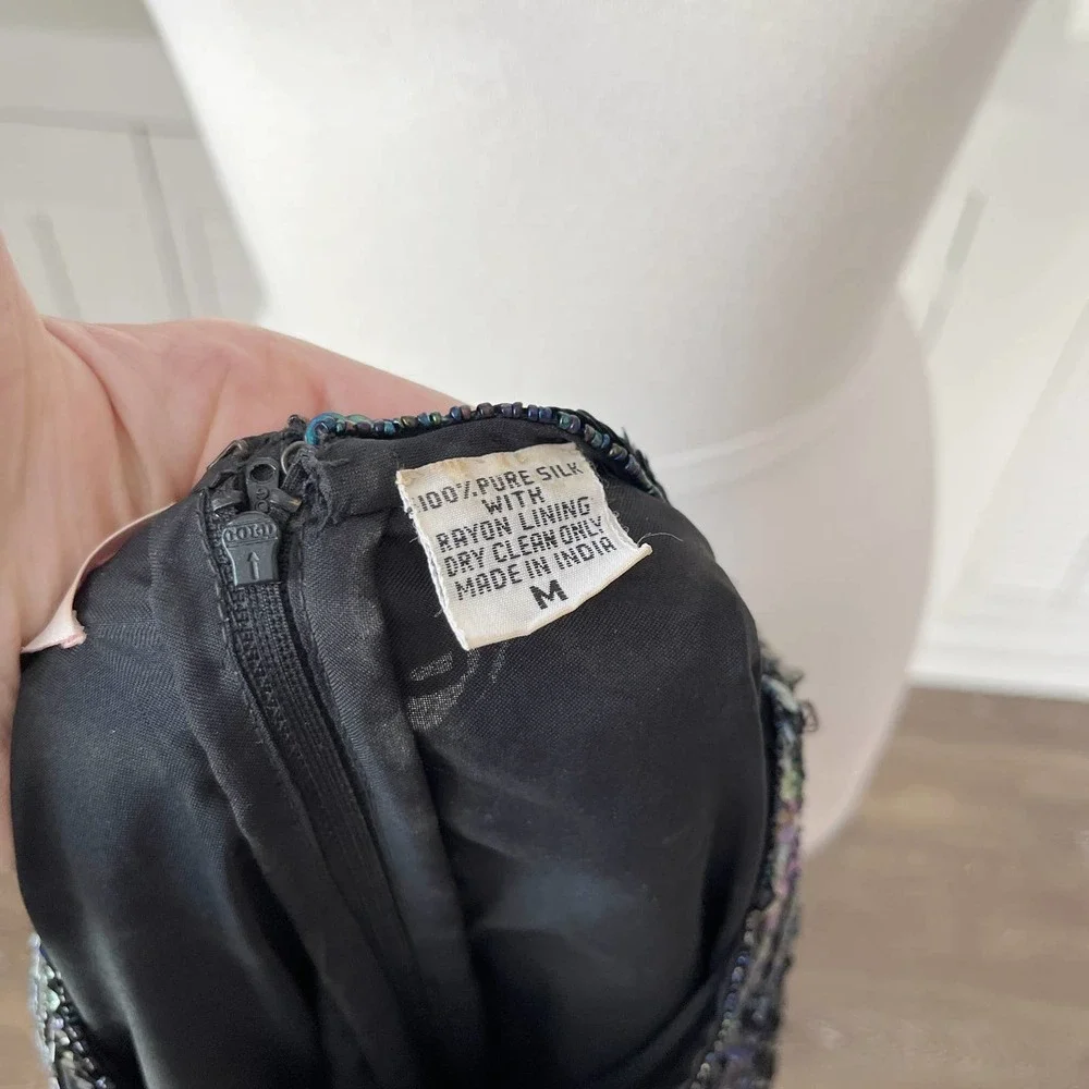 Vintage Laurence Kazar Women's Beaded Sequin Silk Dress Size 6/8 - Picture 8 of 8